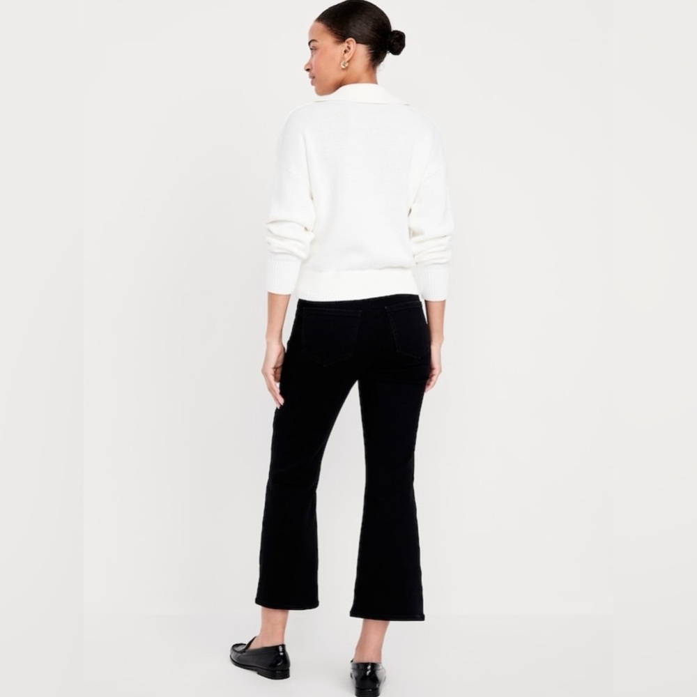 OLD NAVY High Waisted  Weekender Crop Pull On Wide Leg , 6 Petite Black Denim - Picture 3 of 13